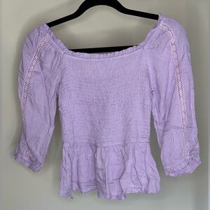 NWT Lavender Smocked Women's Peplum Top